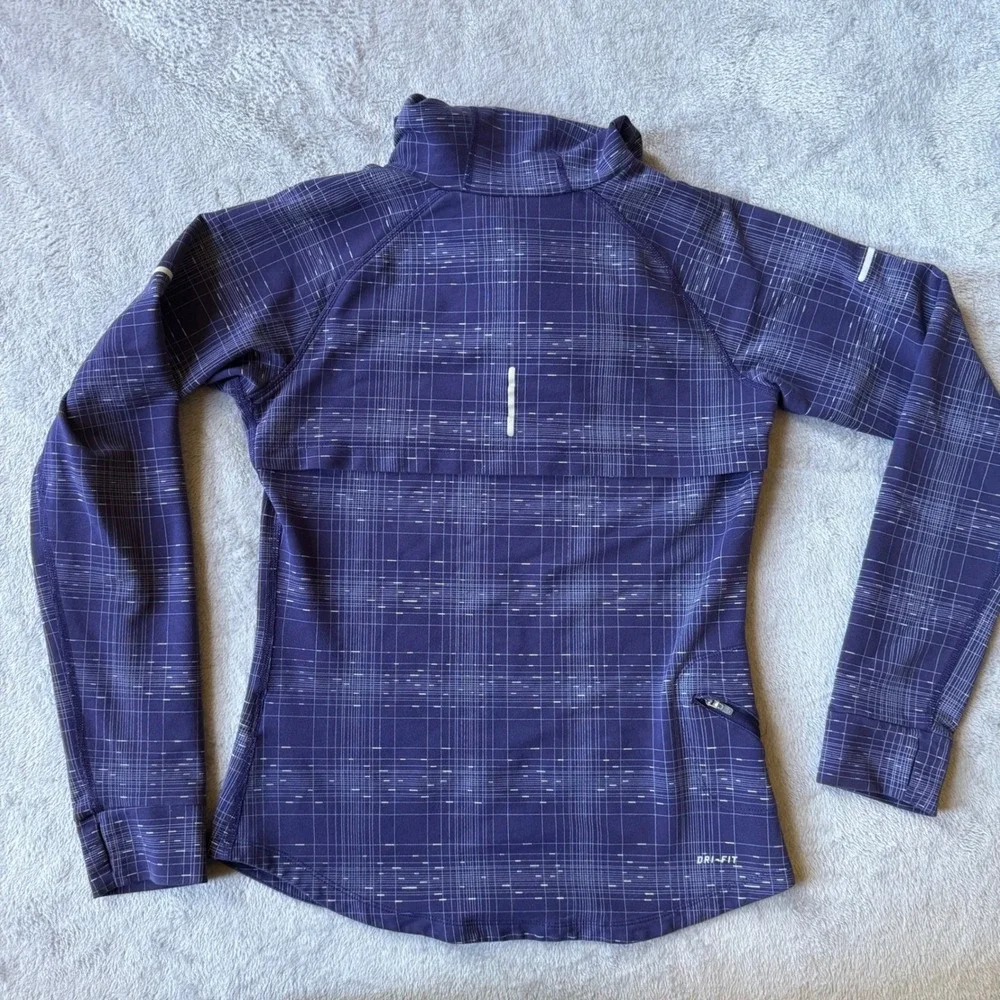 Nike Dri-FIT Purple Grid Running Hoodie Womens Small‎ Reflective Pullover Pocket